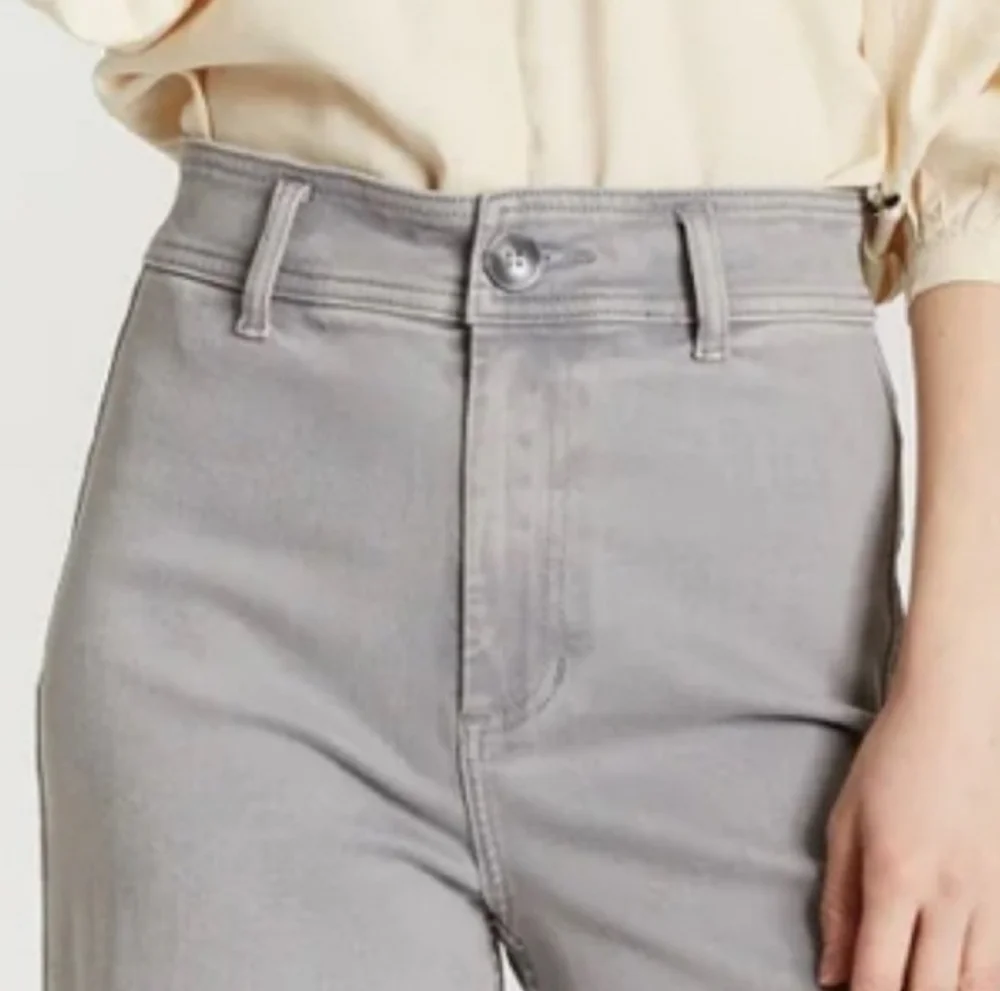 Oat New York Size 6 Women's 11" Wide Leg Jeans Gray Raw Hem Scandi Coastal - Picture 3 of 11